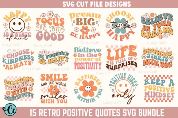 Download Retro Positive Quotes SVG Bundle - Retro Collection