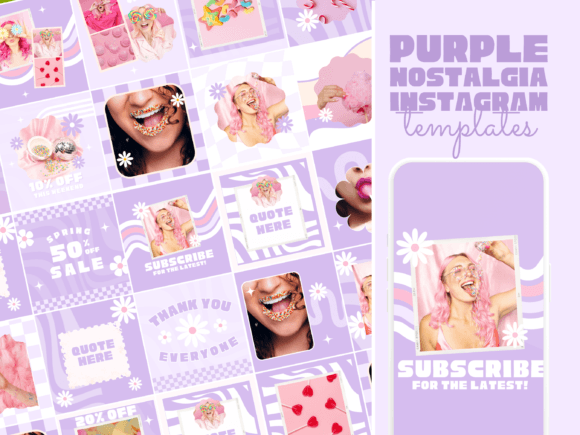 Download Retro Purple Instagram Templates - Retro Collection